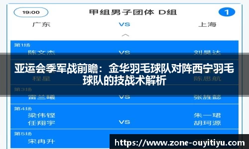 亚运会季军战前瞻：金华羽毛球队对阵西宁羽毛球队的技战术解析